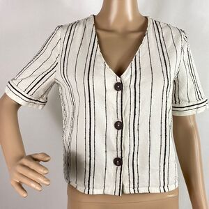 MNG Mango striped short sleeve button up shirt top